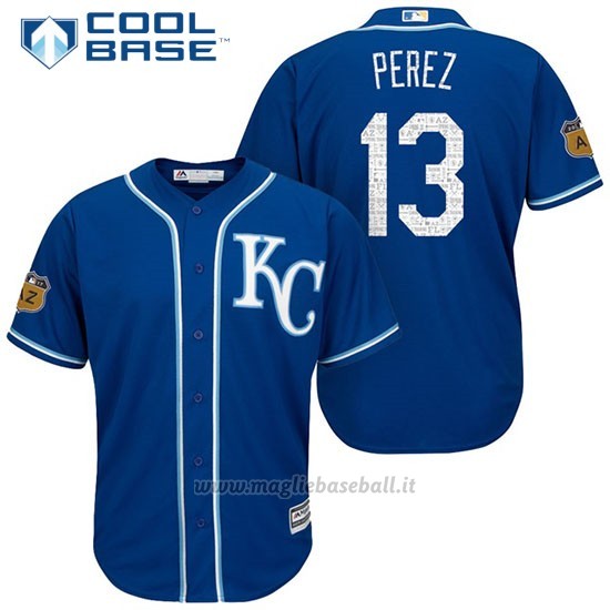 Maglia Baseball Uomo Kansas City Royals Salvador Perez 13 2017 Allenamento Primaverile Cool Base Giocatore